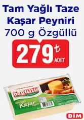 ÖZGÜLLÜ TAM YAĞLI TAZE KAŞAR PEYNİRİ 700 G